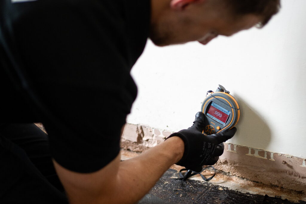 Disaster Care Specialist With Moisture Meter